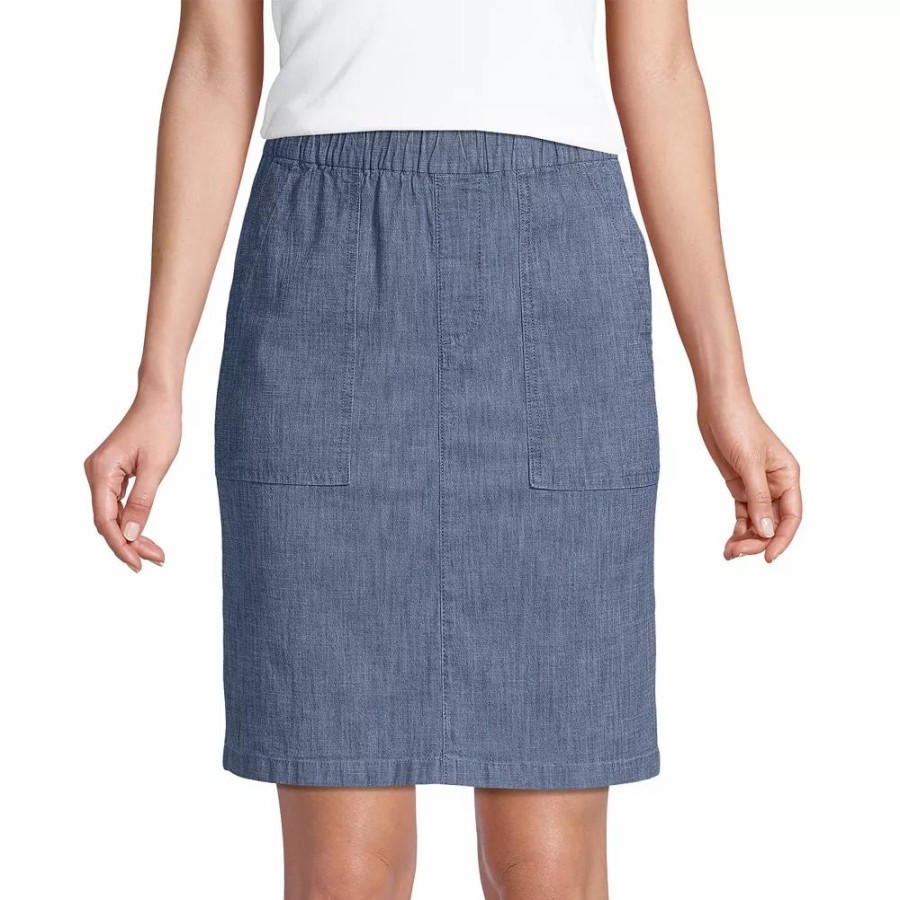 Skirts & Skorts * | Women'S Lands' End Tall Mid-Rise Chambray Skort