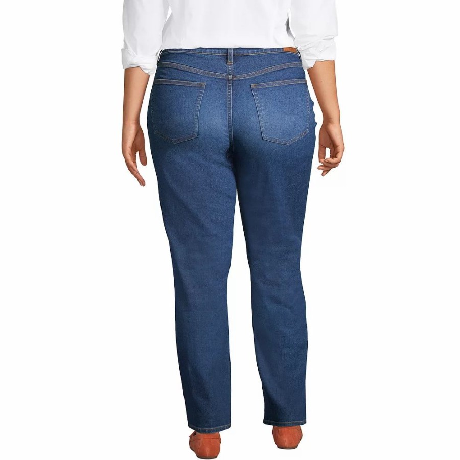 Jeans * | Plus Size Lands' End Mid-Rise Boyfriend Jeans River Rinse