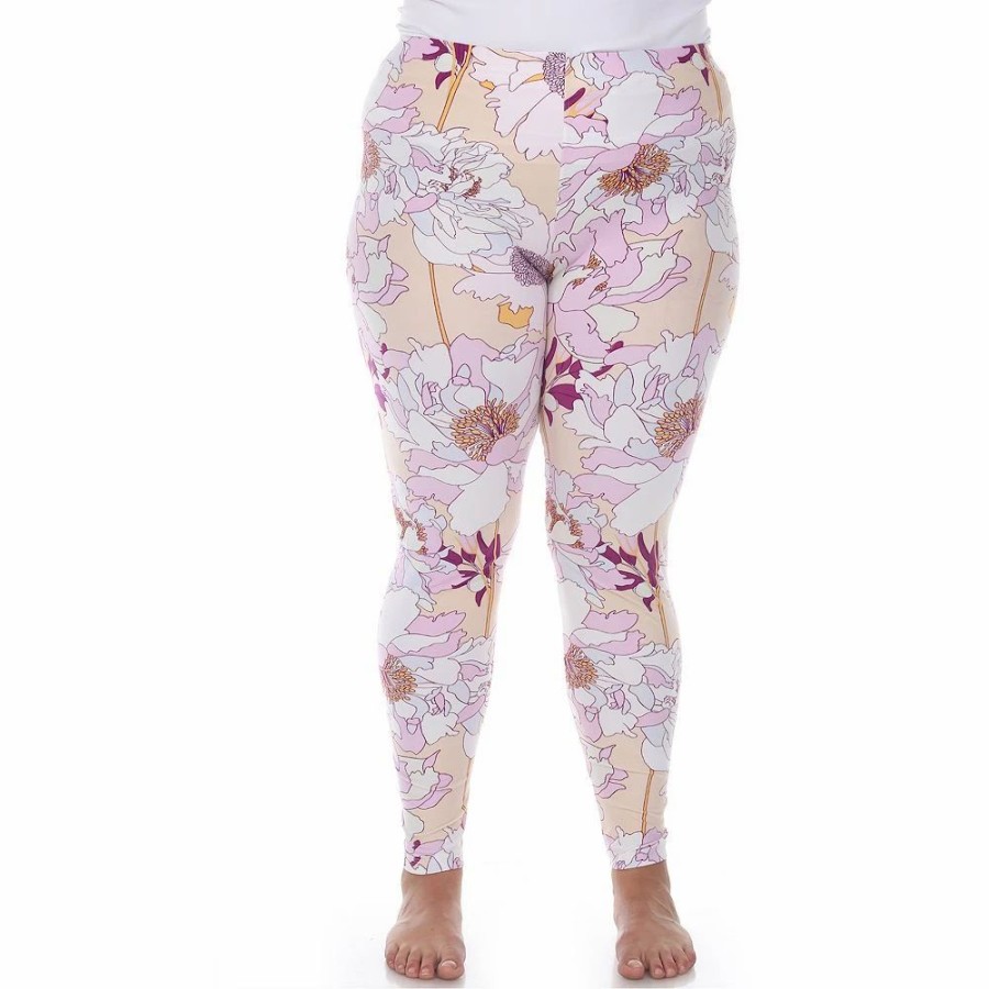 Pants * | Plus Size White Mark Printed High-Waisted Leggings