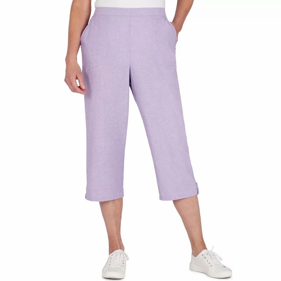 Crops & Capris * | Plus Size Alfred Dunner Chambray Button-Tab Capri Pants Lavender