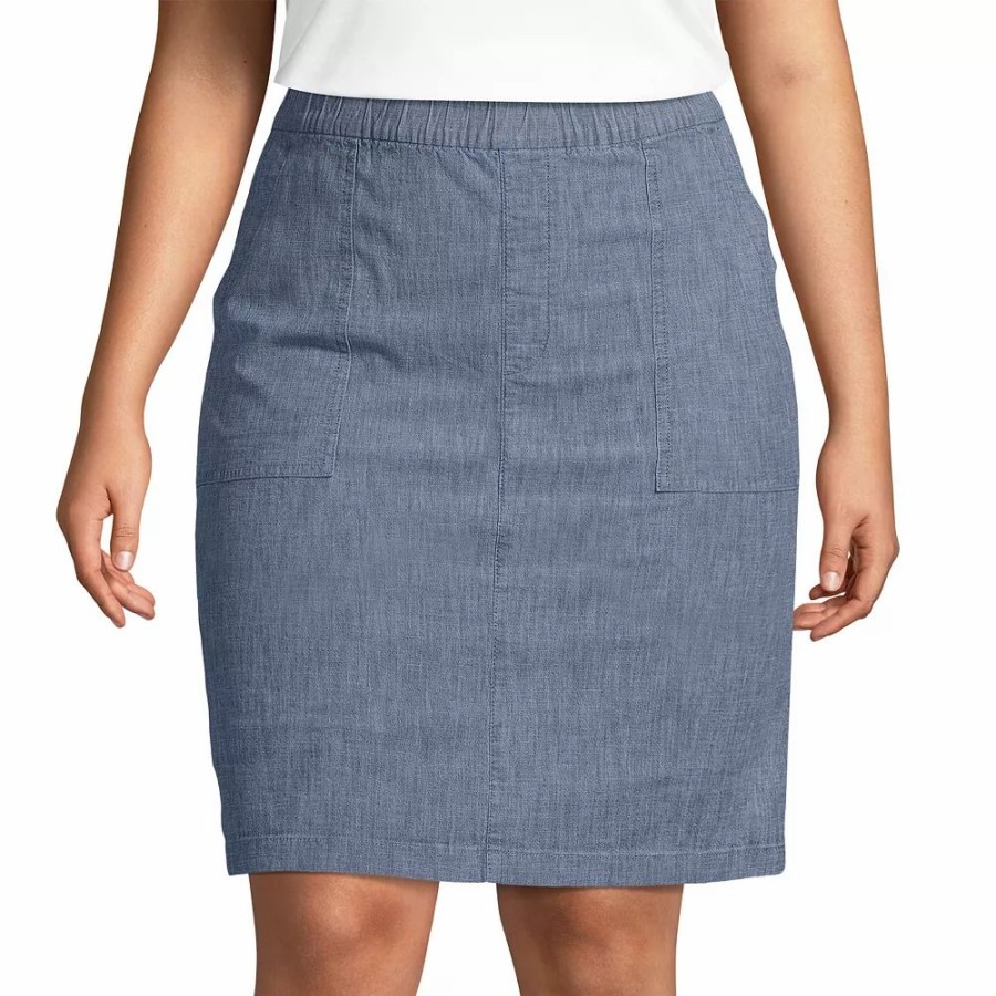 Skirts & Skorts * | Plus Size Lands' End Pull-On Chambray Skort