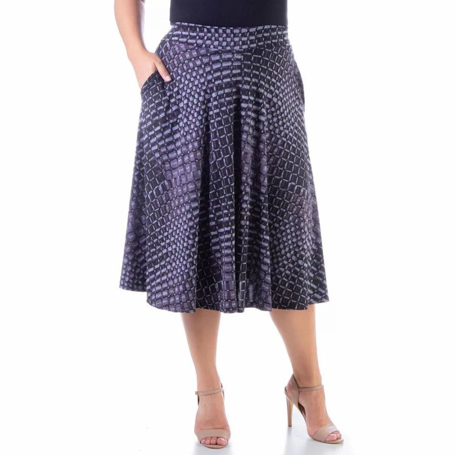 Skirts & Skorts * | Plus Size 24Seven Comfort Apparel Pleated Midi Skirt