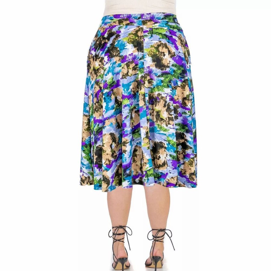 Skirts & Skorts * | Plus Size 24Seven Comfort Apparel Pleated Midi Skirt