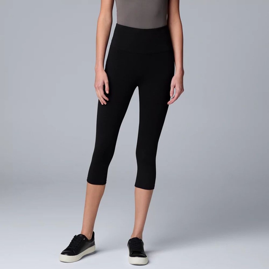 Crops & Capris * | Women'S Simply Vera Vera Wang High Rise Cotton Shaping Capri Leggings