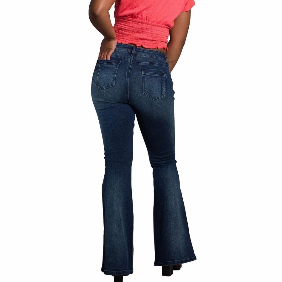 Jeans * | Poetic Justice Women'S Mid Rise Flare Jean