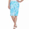 Shorts * | Petite Alfred Dunner Siesta Key Pull-On Modern Fit Printed Bermuda Shorts