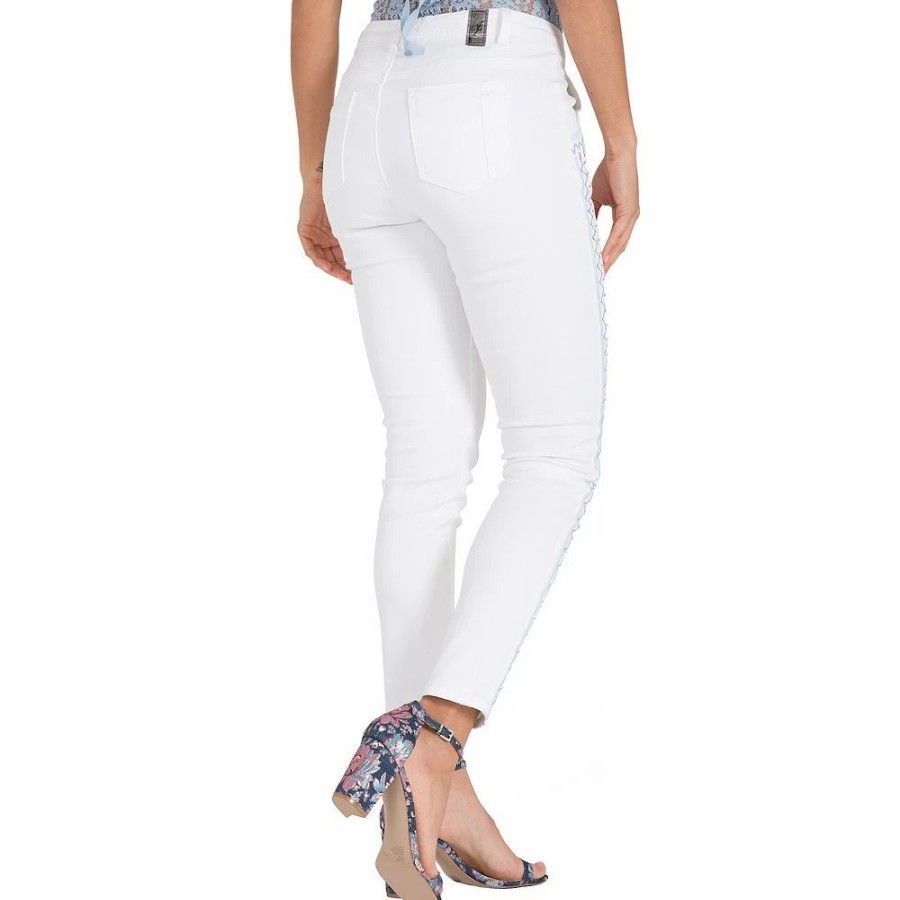 Jeans * | Poetic Justice Shantelle Curvy Fit Tribal Embroidery Skinny Ankle Jeans