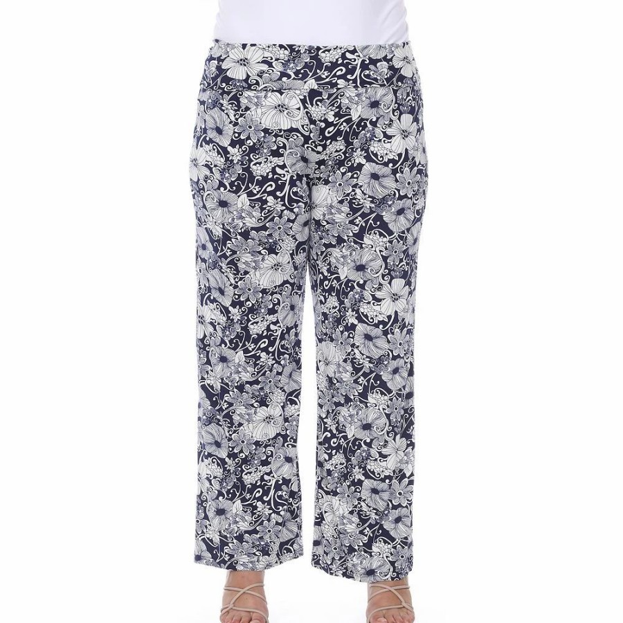 Pants * | Plus Size White Mark Floral Print Palazzo Pants