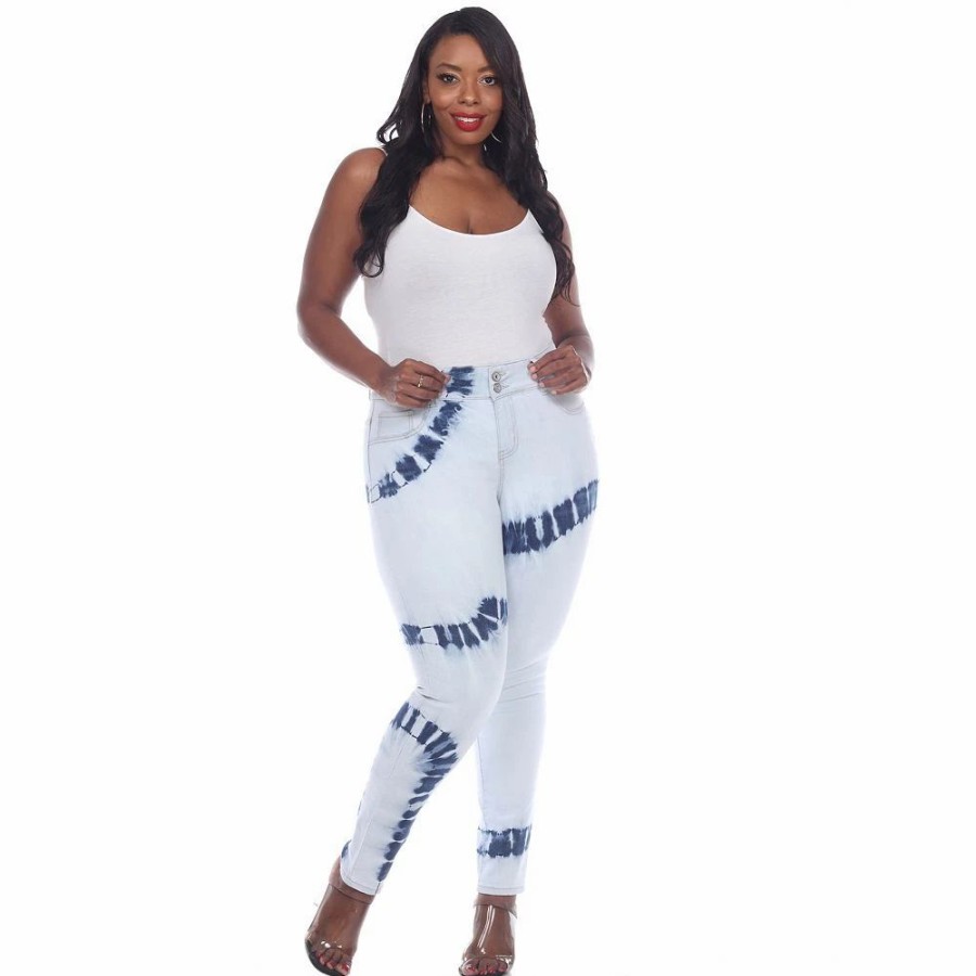 Jeans * | Plus Size White Mark Tie-Dye Skinny Jeans